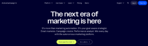 Screenshot of ActiveCampaign's Homepage