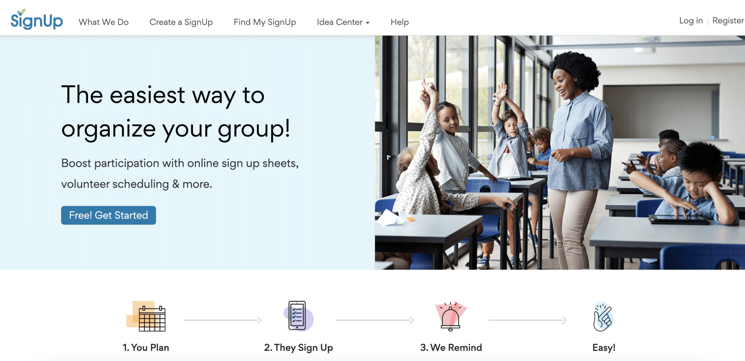 Screenshot shows the homepage of SignUp.