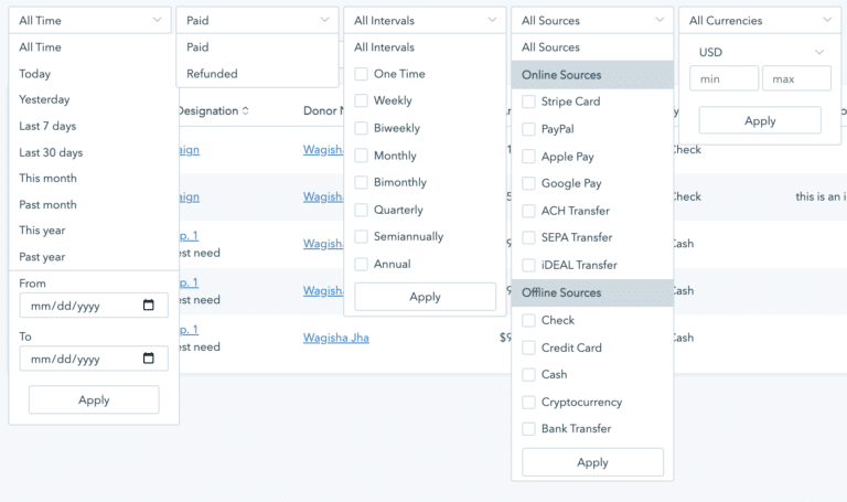donor database